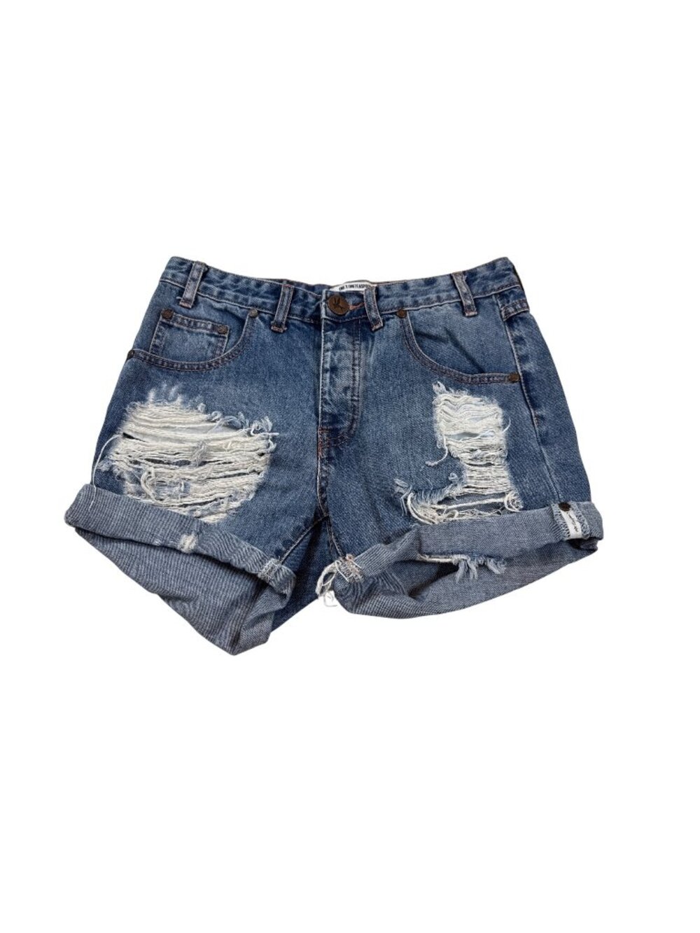 One Teaspoon Distressed Denim Shorts Womens Size 24 Retro Casual Style (ii1008)